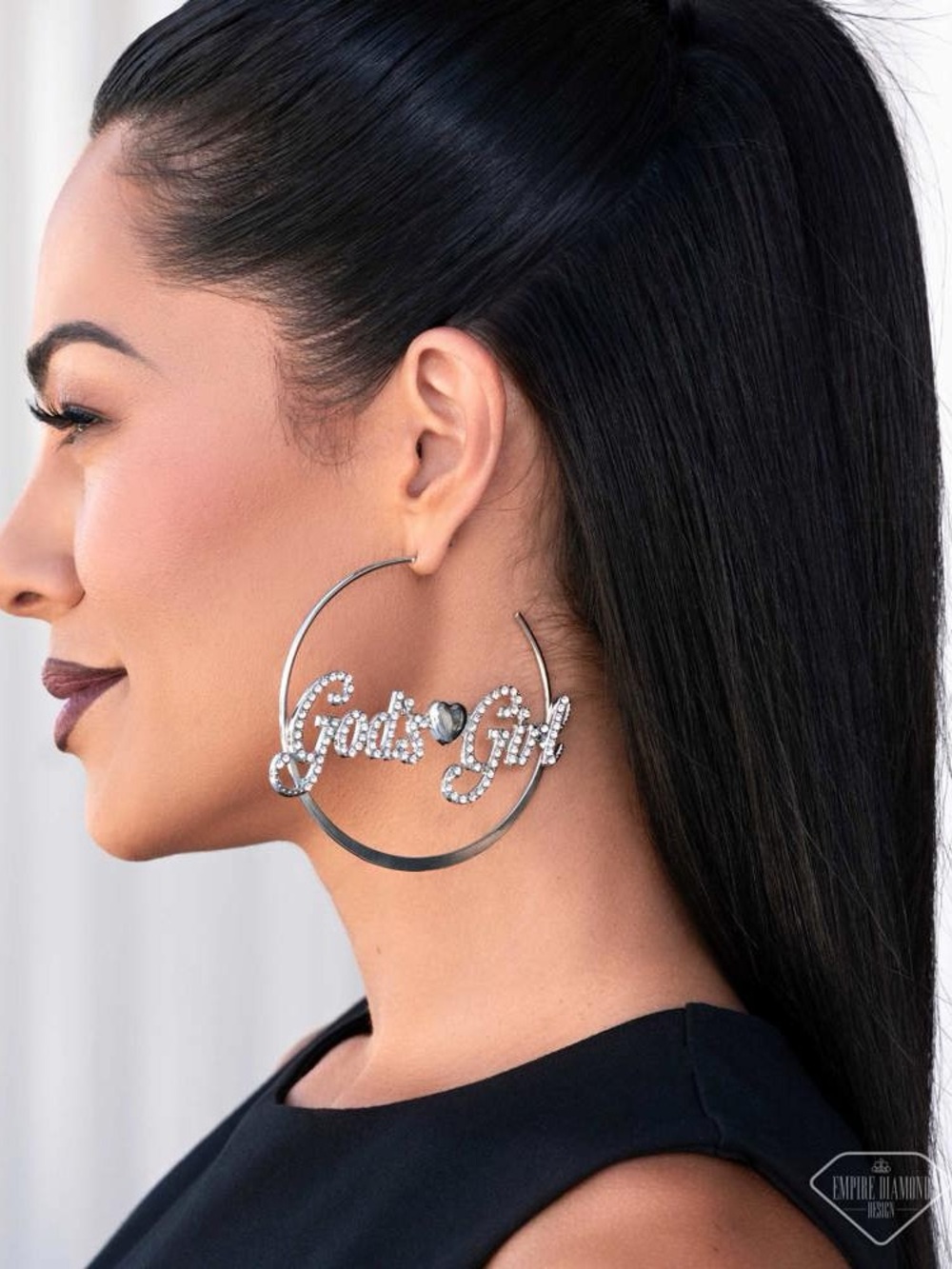 Paparazzi Glass Girl Silver Hoop Script Earrings